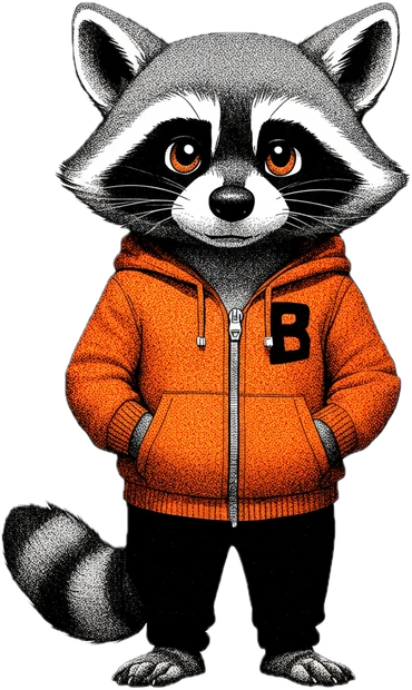 Bandit in his orange hoodie